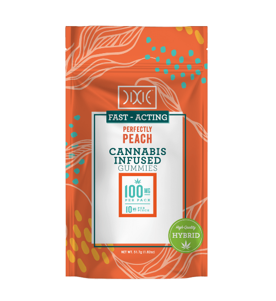 Product: Dixie | Perfectly Peach | (Fast Acting) Infused Edible Gummies | 200mg | Hybrid
