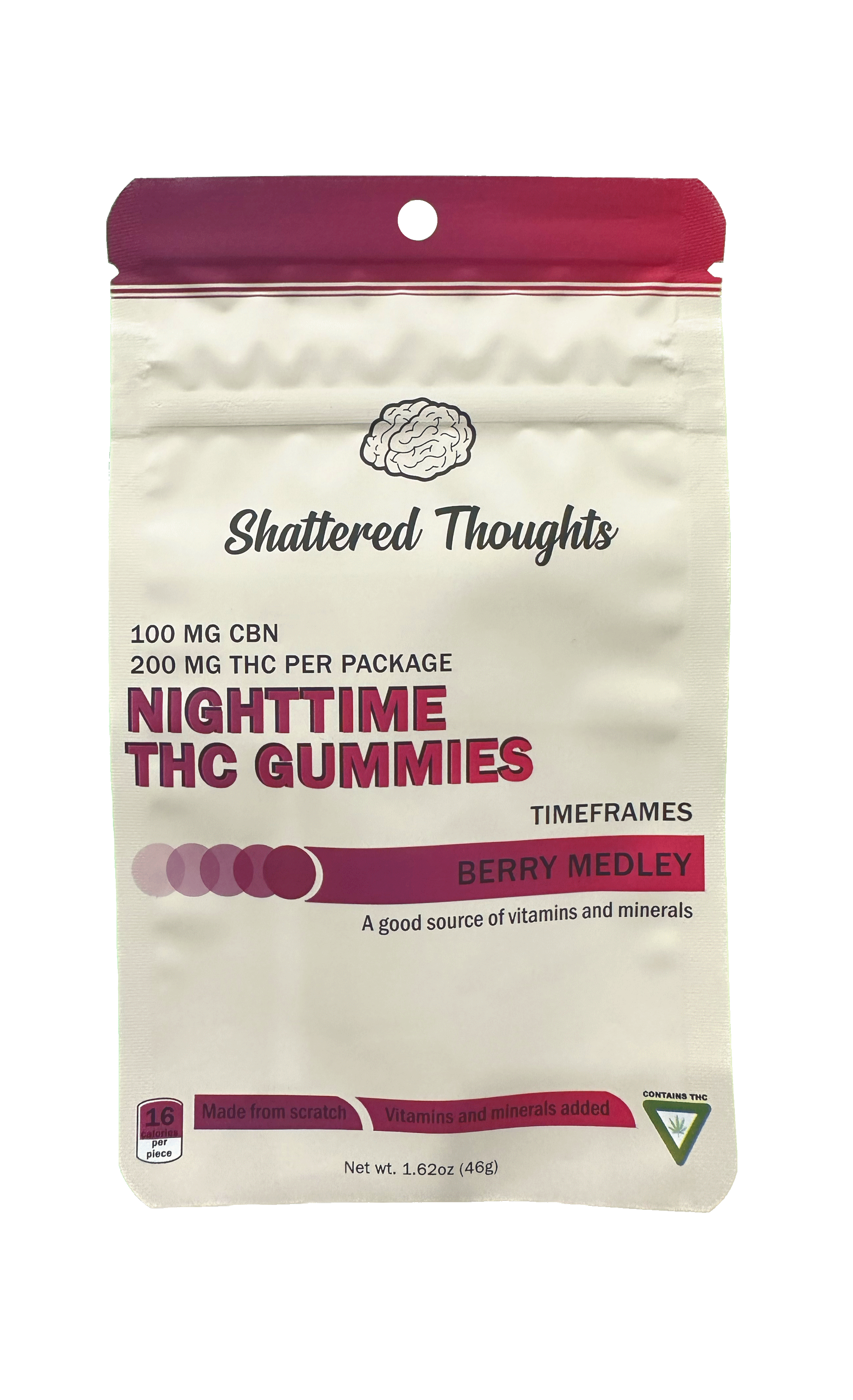 Product: Shattered Thoughts | Berry Medley Nighttime | Infused Gummies | 200mgTHC:100mgCBN | Hybrid