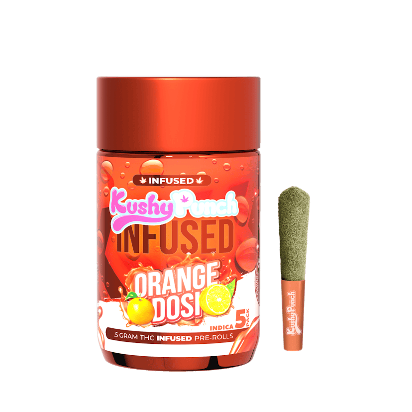 5PK Kushy Punch Infused .5g Liquid Diamond & Live Resin Prerolls - Orange Dosi