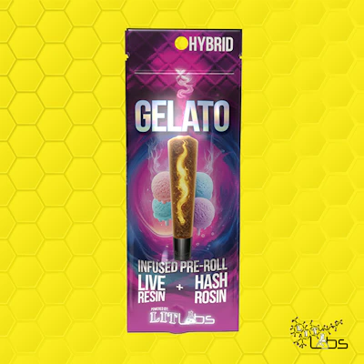 Lit Labs - 1.5g Resin + Rosn Infused Preroll - Gelato - PRE_ROLLS by Lit Labs at King of Budz