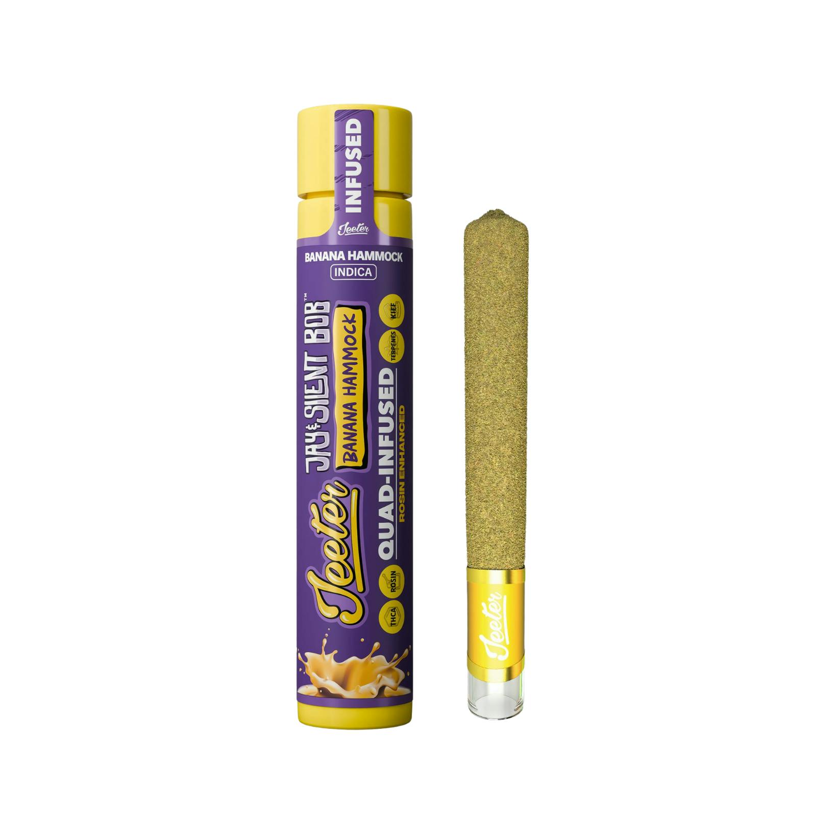 Jeeter XL - Jay & Silent Bob Banana Hammock Quad Infused Preroll - 2gJeeterIndicaTHC: 38.63%TERPS: 1.11%4th of July Weekend! Spend $750 Get $145 off+6