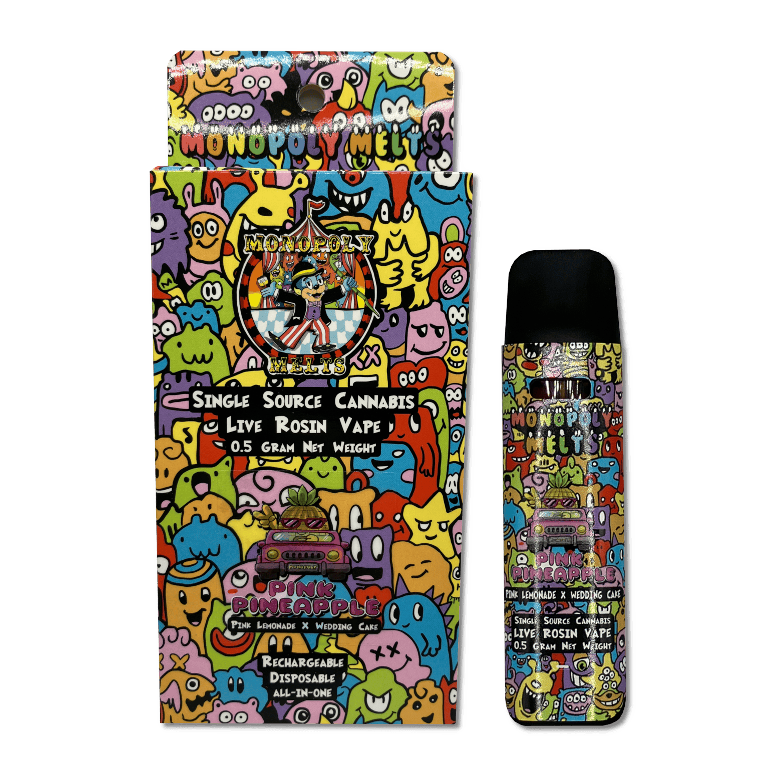 Product: Monopoly Melts | Live Disposable - 0.5g - Pink Pineapple