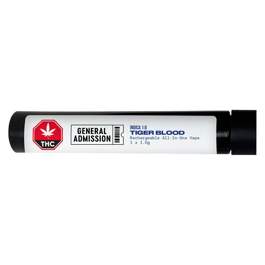 General admission - tiger blood indica (1:0) rechargeable all-in-one vape