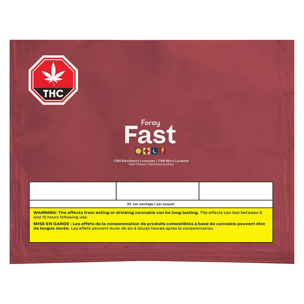 Foray - fast cbn blackberry lavender soft chews - 30 pack