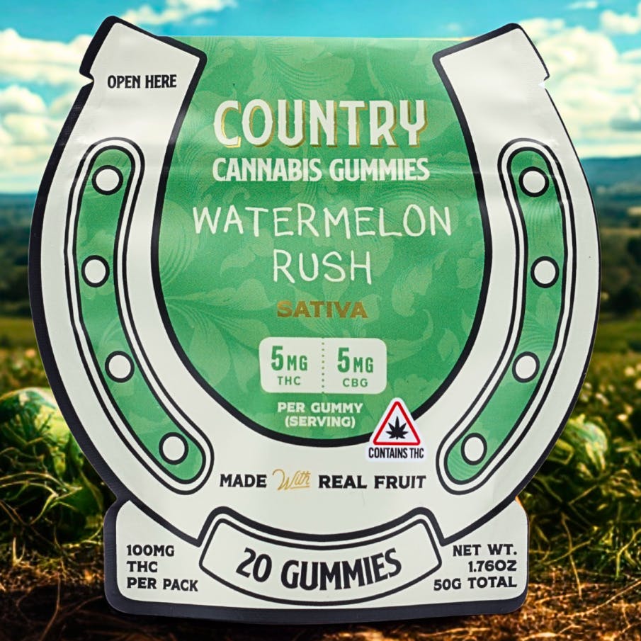 Product: Country | Watermelon Rush | Fast-Acting Nano Gummies - 100mg THC, 100mg CBG