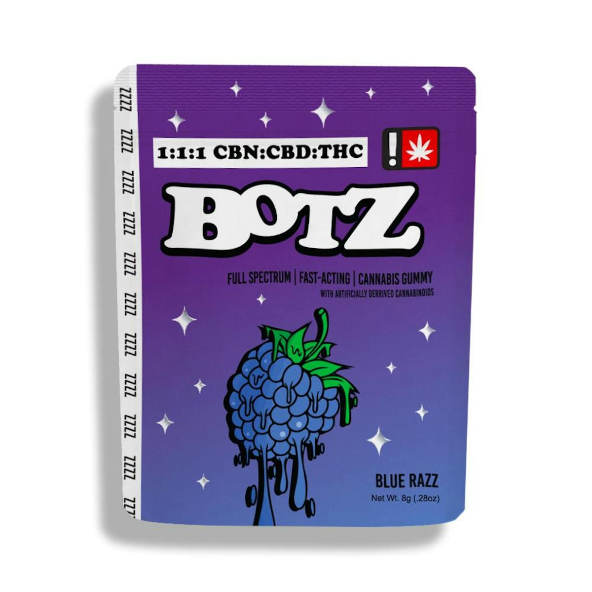 Photo of Sour Botz 100mg 1:1:1 CBN:CBD:THC BLUE RAZZ Indica Cannabis Gummy