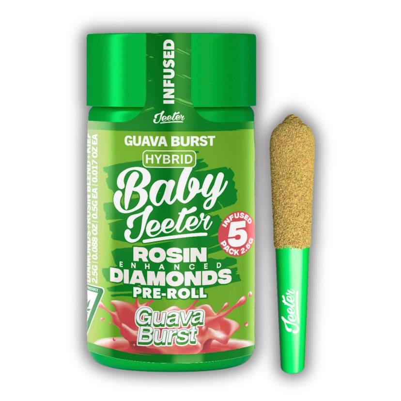 Jeeter | Quad Infused Pre-Roll 5 Pack | Baby Jeeter | Guava Burst | .5g x 5