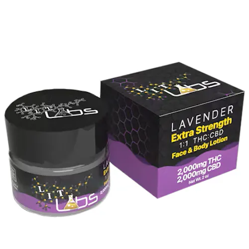 Lit Labs Lavender Extra Strength Full Spectrum 1:1 THC/CBD Face & Body Lotion Rec-1