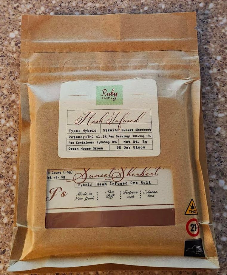 Product Hash Infused Doobies | Sunset Sherbert (H) 10 pack| Ruby Farms