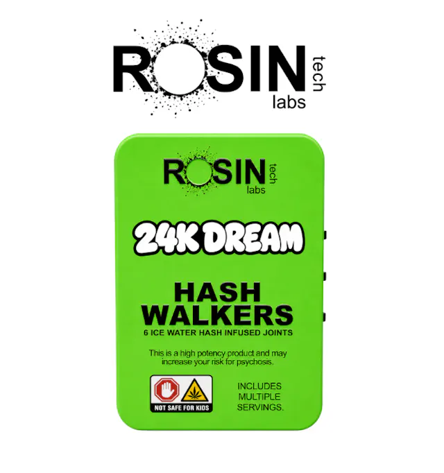 Rosin Tech Labs Hash Walkers 24K Dream 6pk/3g (sativa hybrid, infused pre roll packs)
