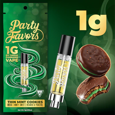 Party Favors - 1g Cart - Thin Mint Cookies - CARTRIDGES by Party Favors at King of Budz