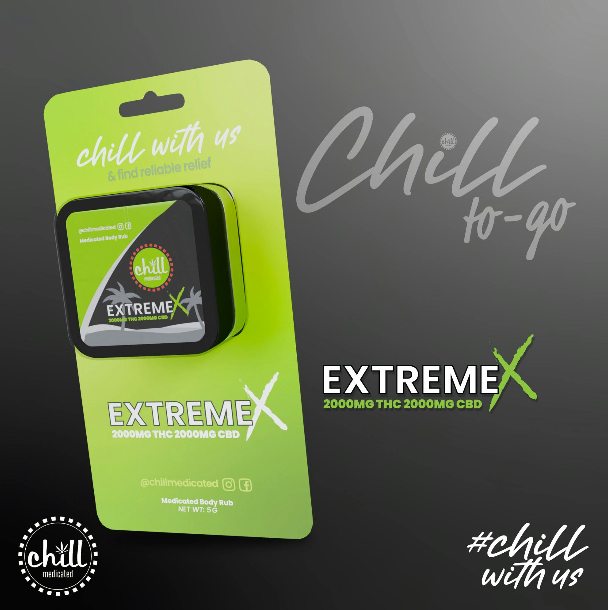 Extreme X Chill To-Go Body Rub | Chill Medicated | 5g | Herbal Solutions