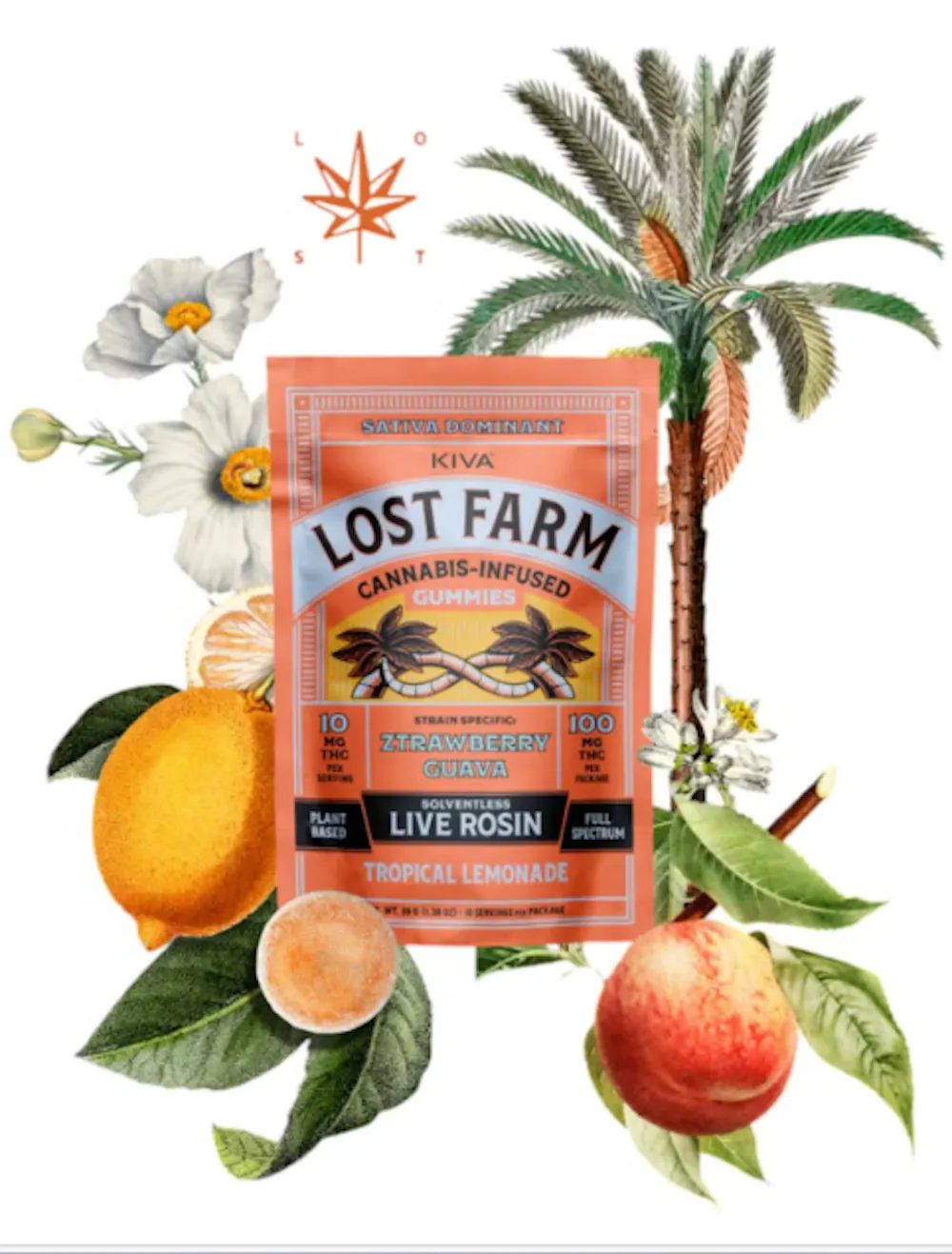 Product Lost Farm | Tropical Lemonade x Ztrawberry Guava | Live Rosin Gummies | 10ct | 100mg