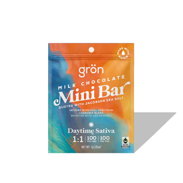 Grön 1:1 Milk Chocolate Mini Bar - Daytime Sativa - CBG/THC