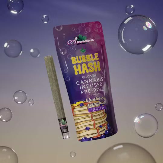 Amnesia - 1.3G Glass Tip Bubble Hash Preroll - Blueberry Pancakes
