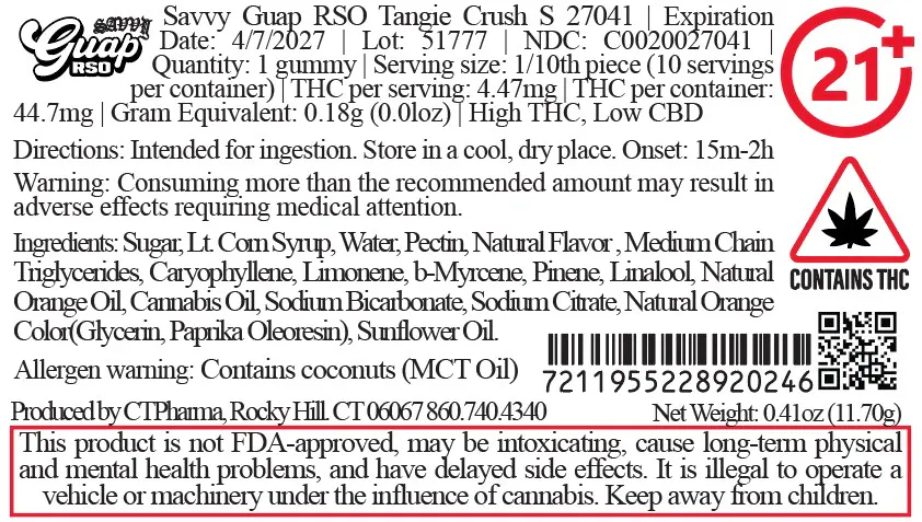Guap RSO Tangie Crush T44.7 (27041) 10pc | Still River Wellness