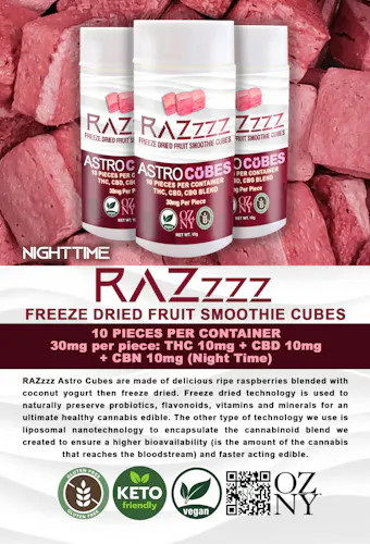 Astro Cubes | RAZzzz | THC/CBD/CBN (Night Time) Blend | 10pk-active