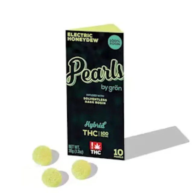 Grön ROSIN Pearls Electric Honeydew 10pk/100mg (hybrid, live rosin gummies, 2.8g)