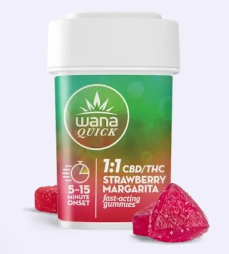 Wana | ‘Quick’ Gummies | Hybrid | Strawberry Margarita 1:1 | 100mg-active