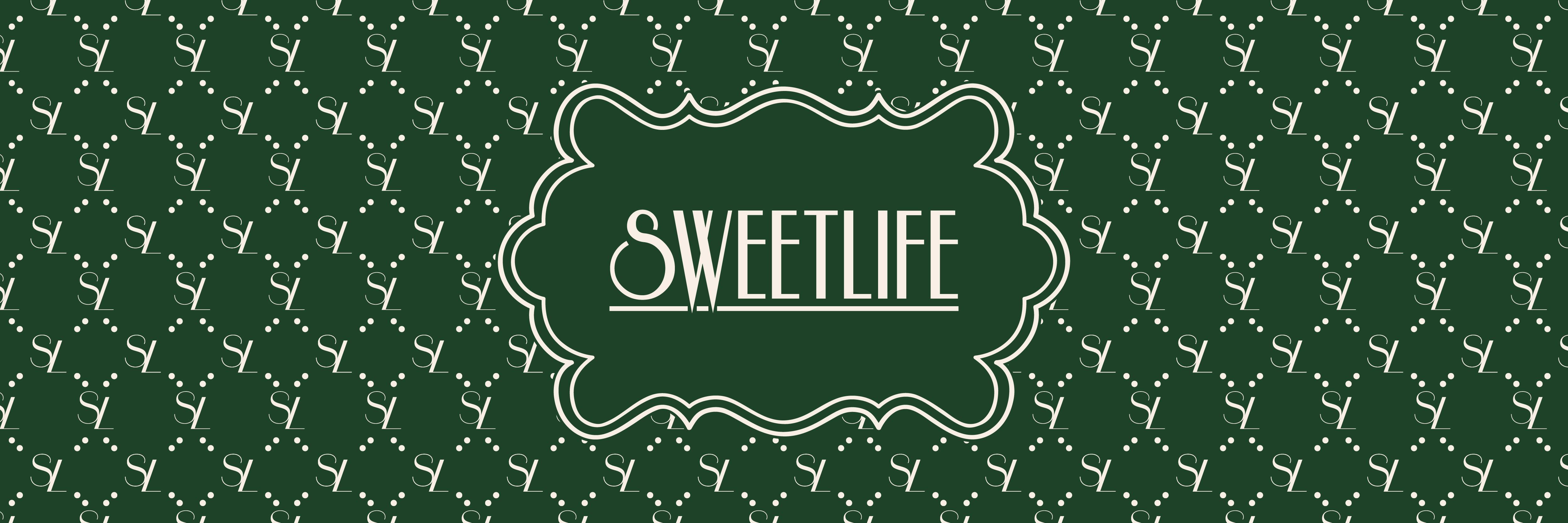 Sweetlife Logo on a green background with an SL pattern background.