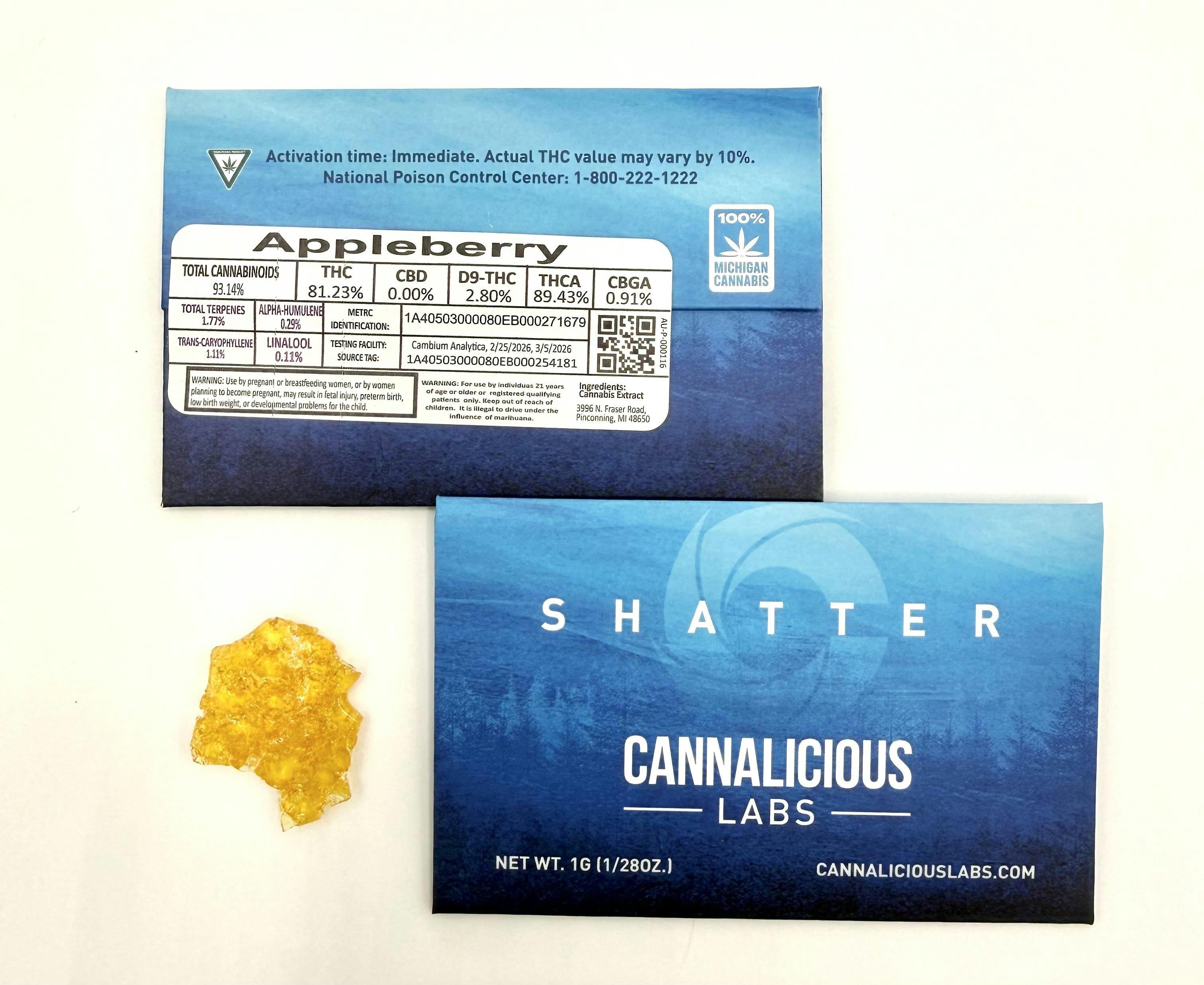 Cannalicious - 1g Shatter - Appleberry