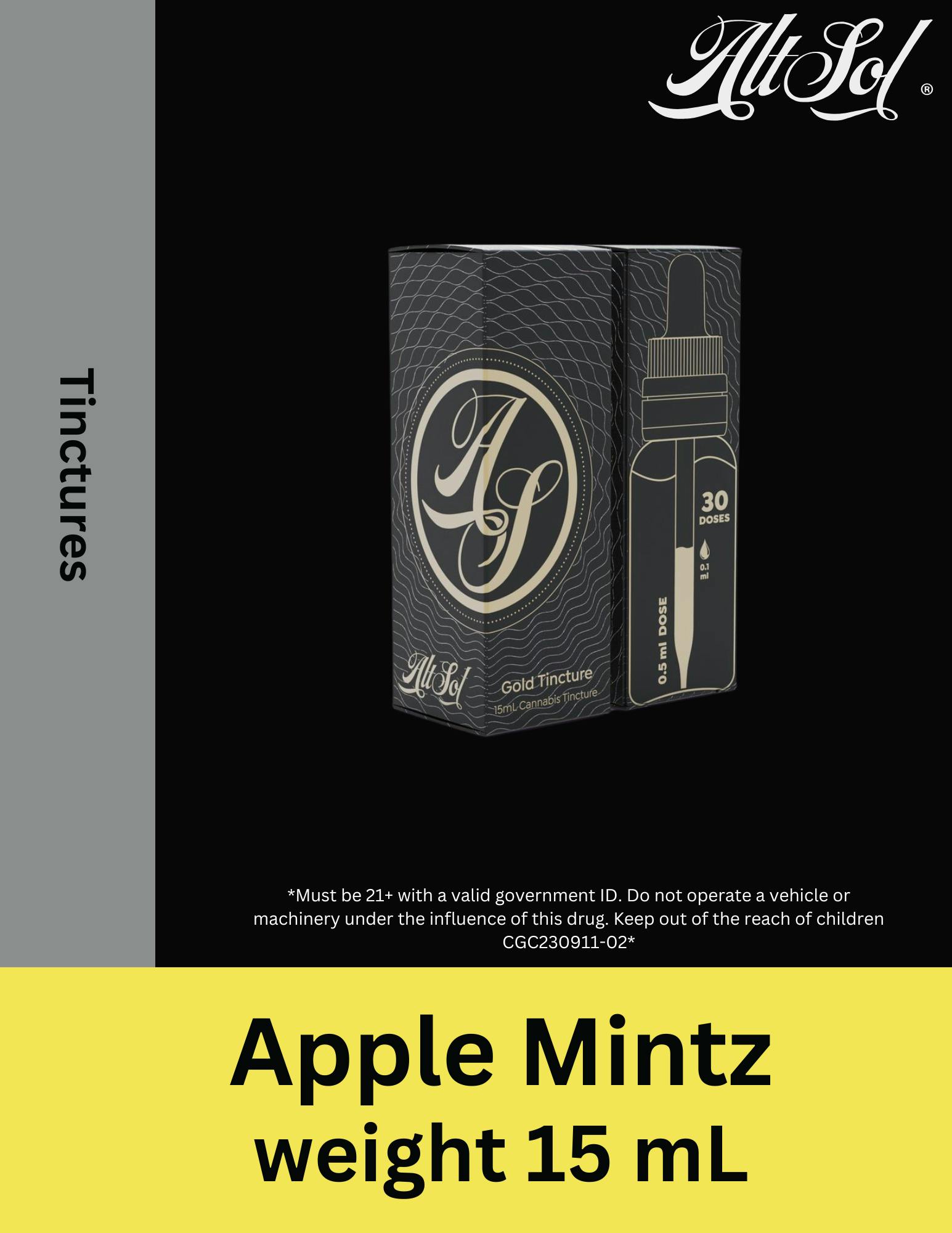 Double Strength Apple Mintz Indica Mct Tincture 15ml