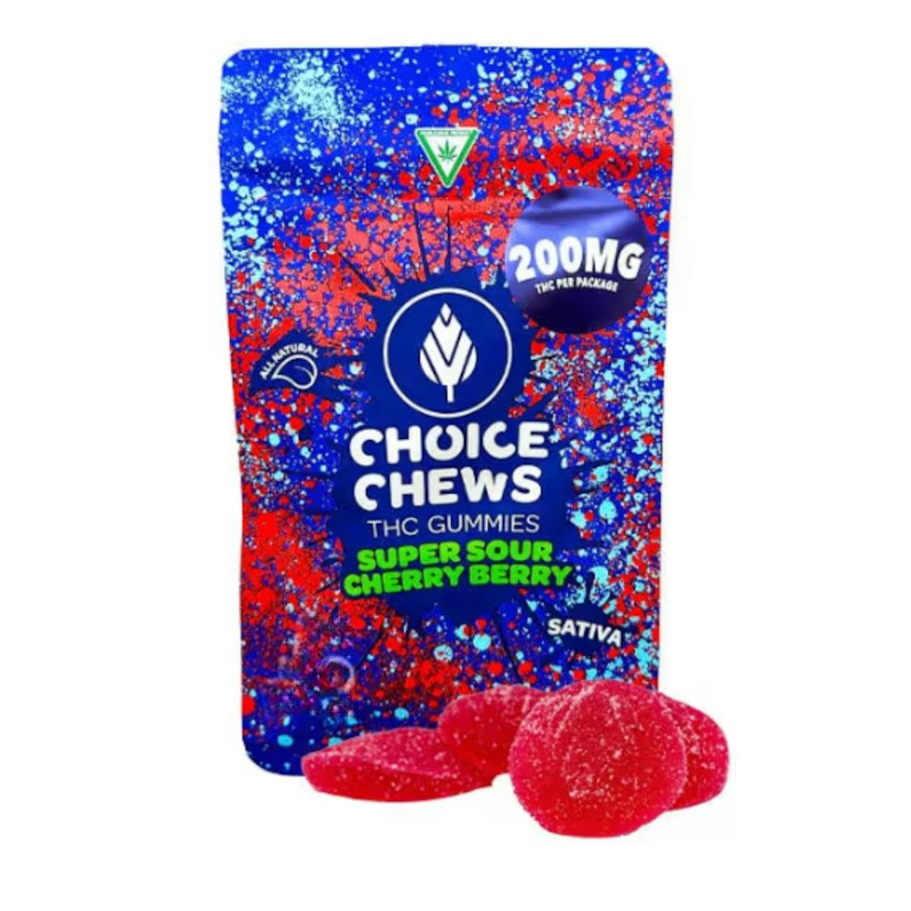 Choice - Super Sour Cherry Berry 200mg Gummies