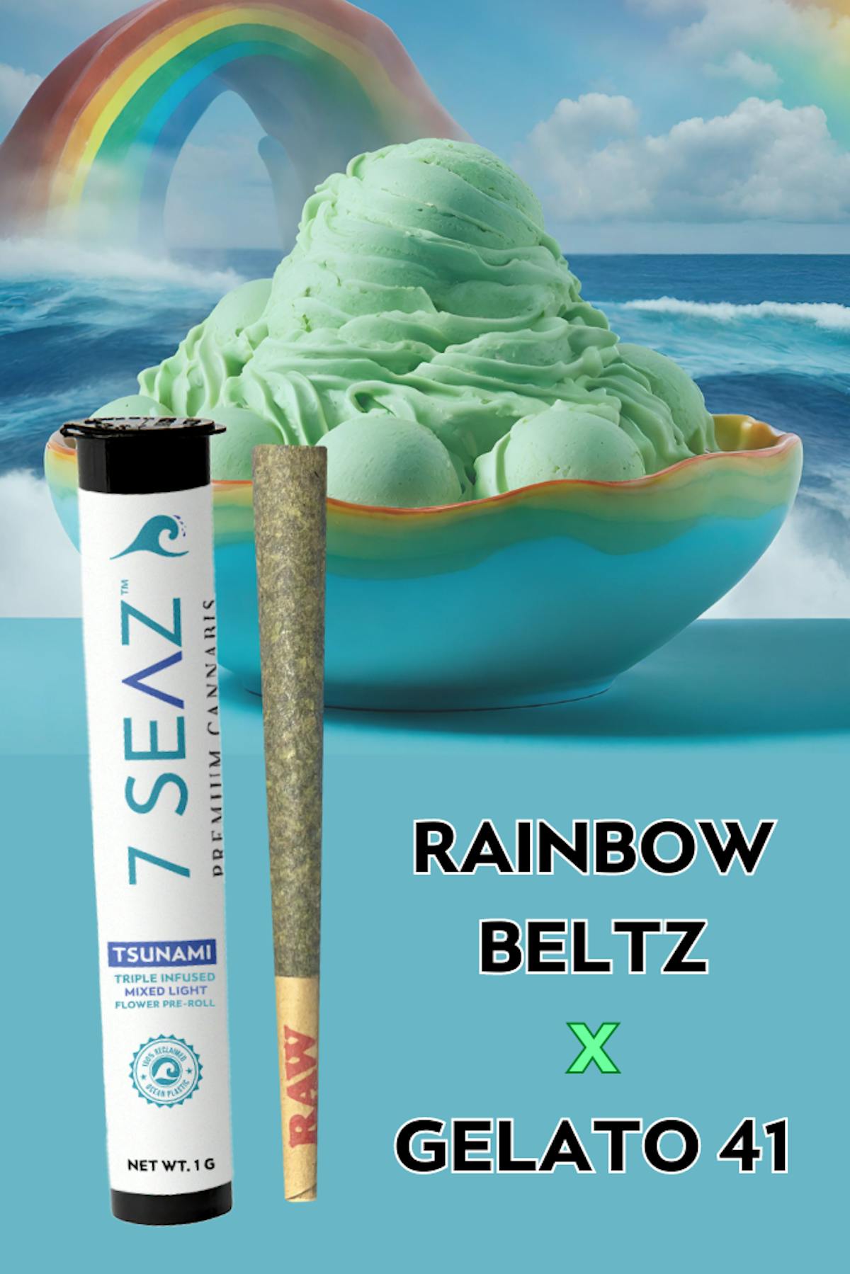 Image of Rainbow Beltz x Gelato 41 Triple Infused Preroll