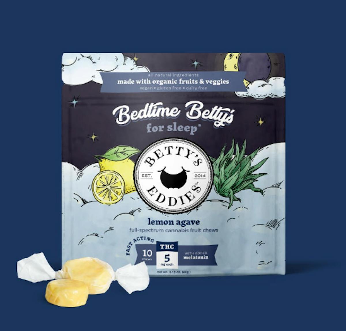 Photo of Betty Eddies Bedtime Betty’s For Sleep 50mg 10pk – Lemon Agave Chews
