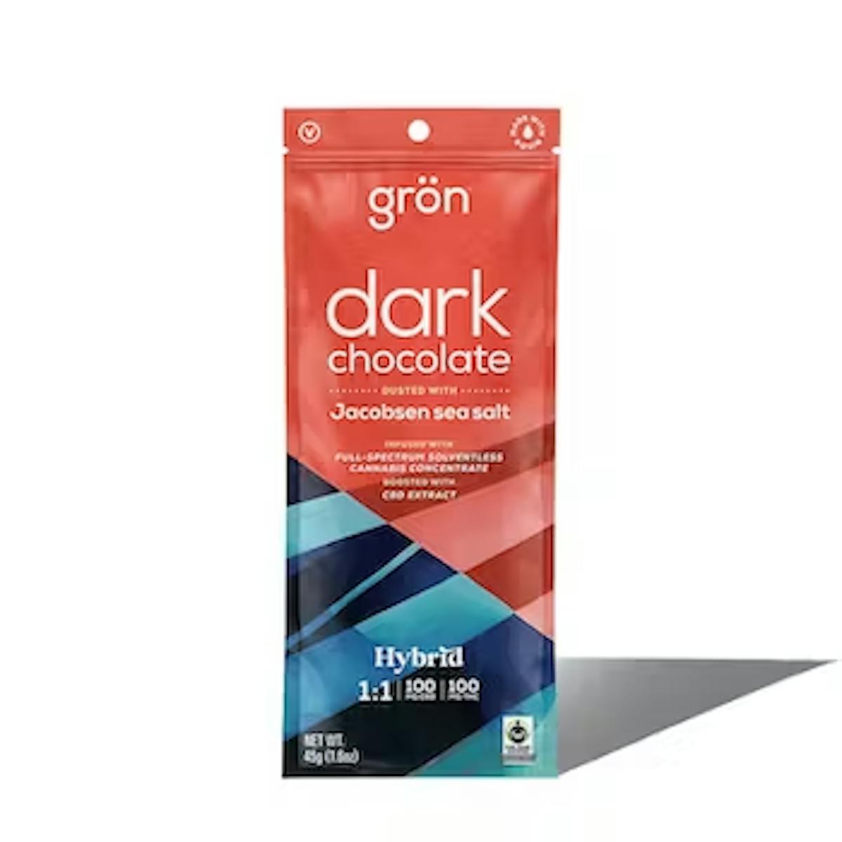 Photo of Gron 100mg 1:1 CBD:THC DARK CHOCOLATE BAR W/ JACOBSEN SEA SALT