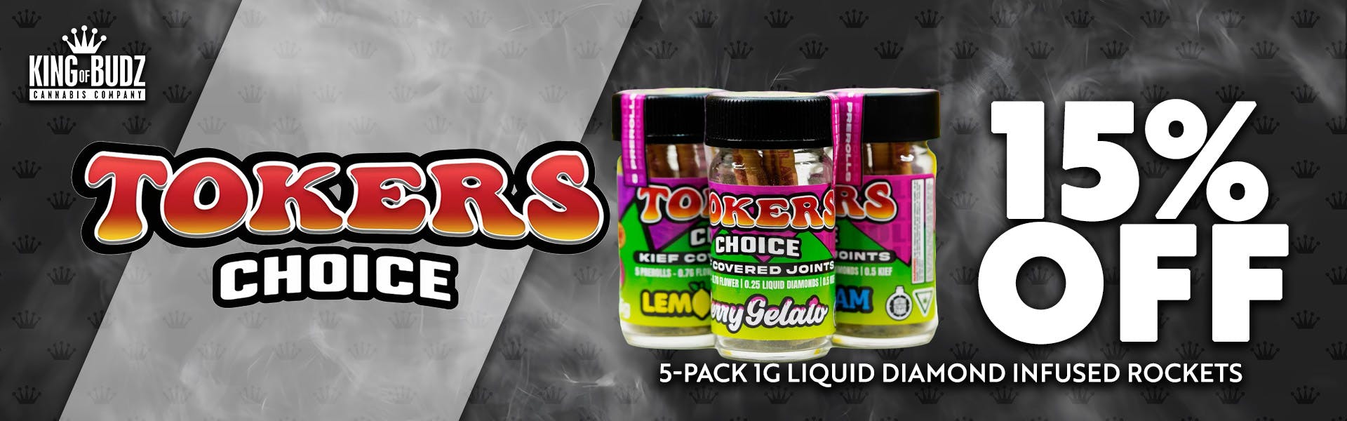 Tokers Choice - 5-Pack 1g Liquid Diamond Infused Rockets - 15 Percent Off