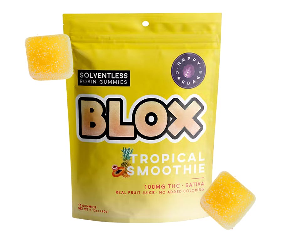 Blox- Tropical Smoothie (Sativa) 100mg- Solventless Rosin Gummies 10pk