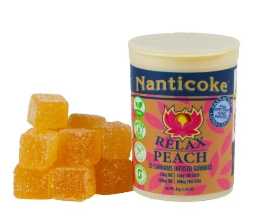 Nanticoke Edible Gummies Peach Relax 10pk