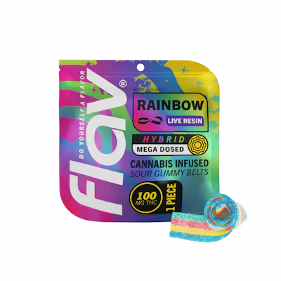 Flav - 100mg Live Resin Single Gummy - Rainbow Belts - EDIBLES by Flav at King of Budz