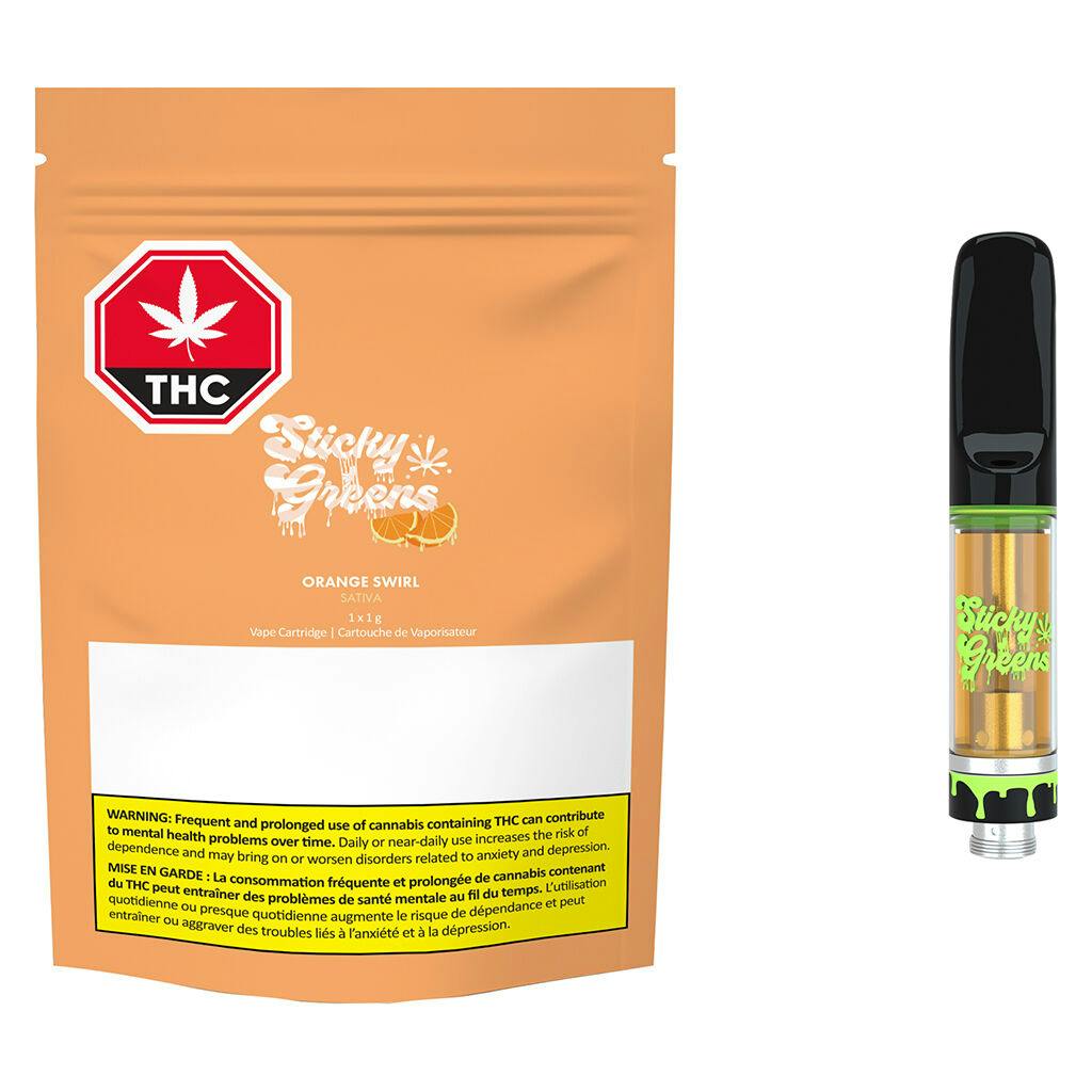 Sticky Greens Orange Swirl 510 Thread Cartridge