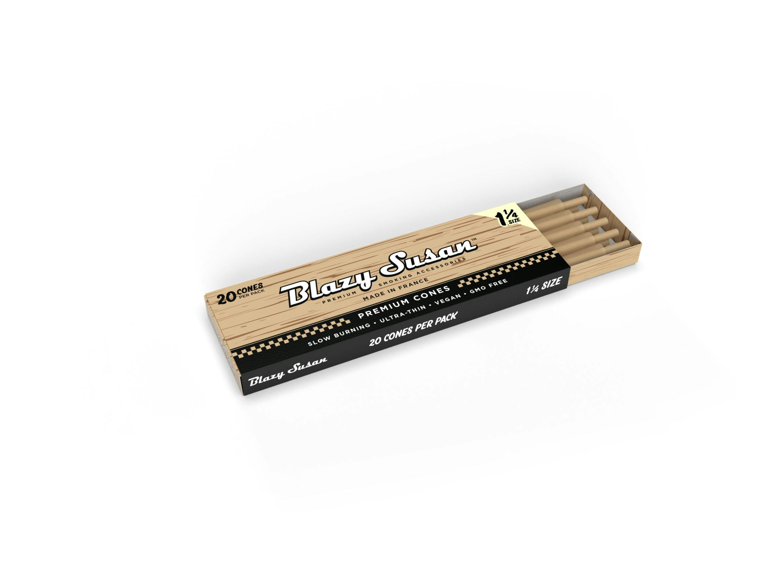 Blazy Susan - Unbleached Pre Rolled Paper Cones 78mm (1 1/4) 20ct
