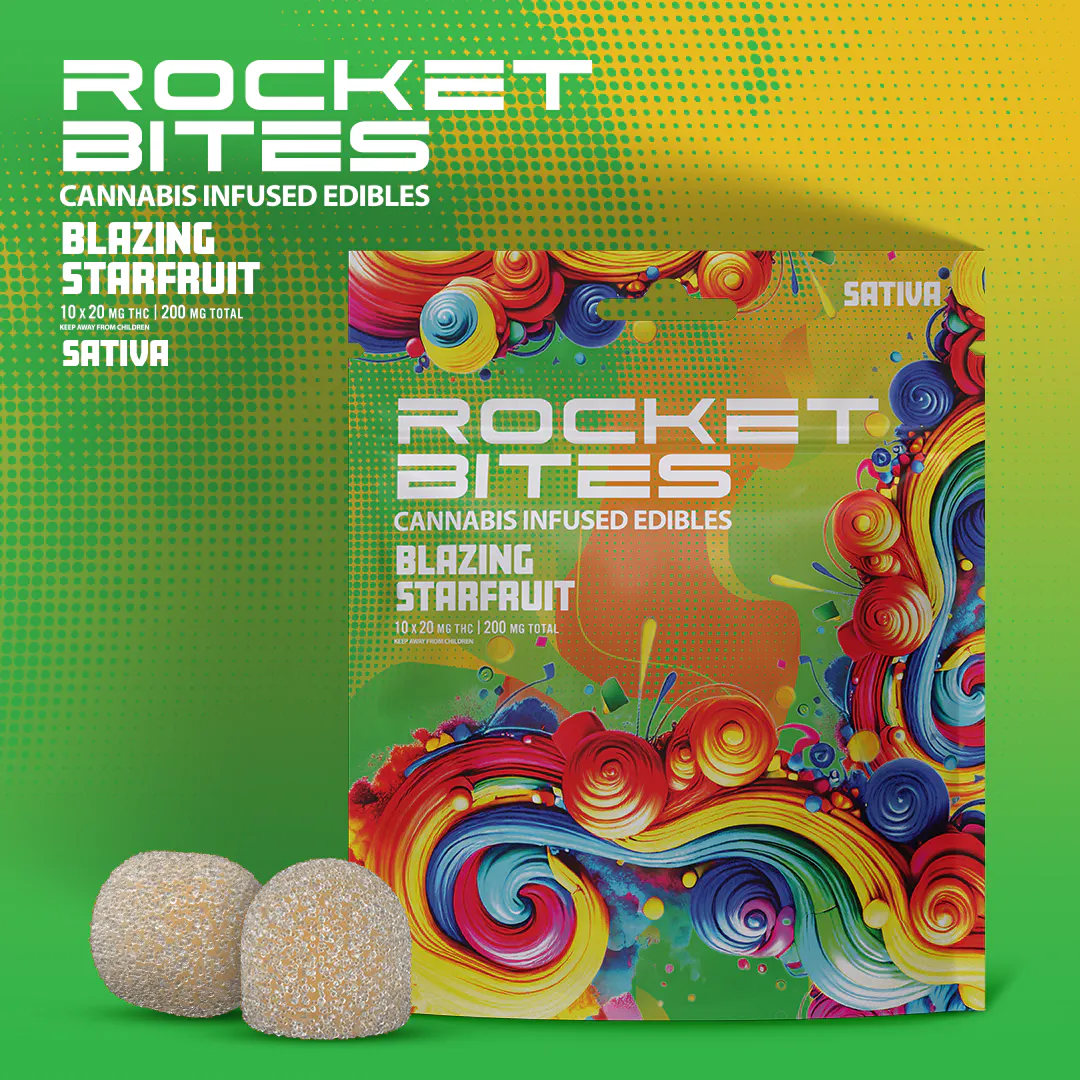 Rocket Bites - 200mg Edible Gummies - Blazing Starfruit at PUFF Monroe