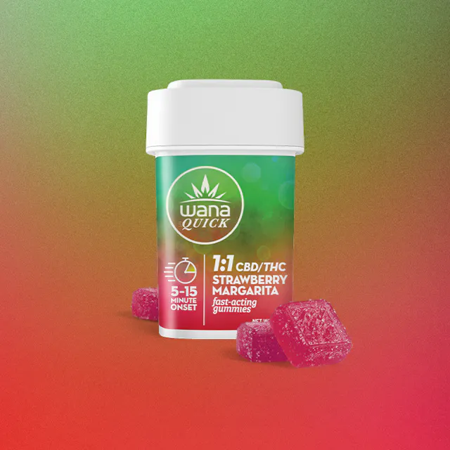 Wana Quick Gummies Strawberry Margarita 1 CBD : 1 THC 10pk/100mg (hybrid, 2.8g)