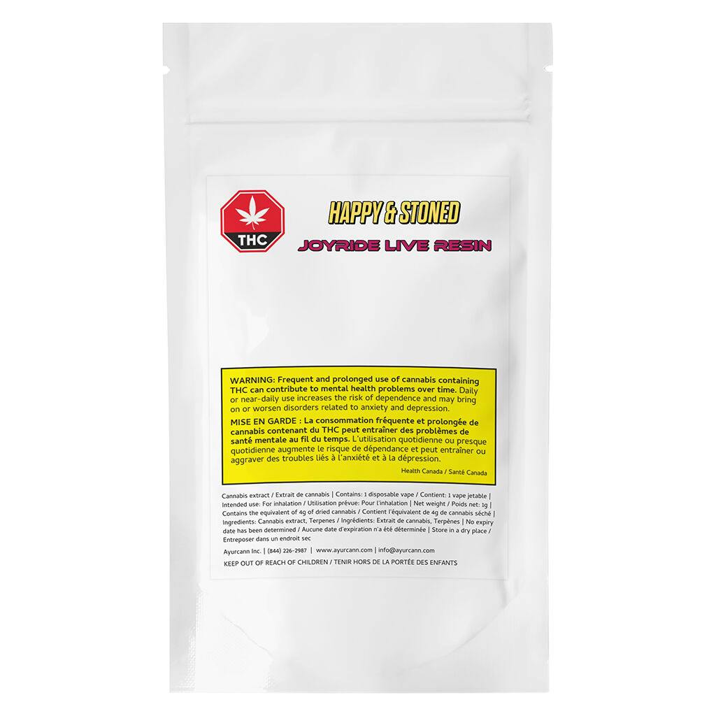 Happy & stoned - joyride live resin disposable vape