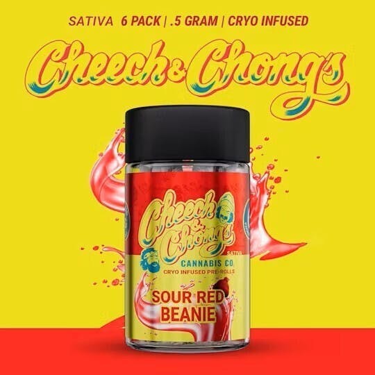 CHEECH & CHONG | SOUR RED BEANIE | CRYO INFUSED PRE-ROLLS | 6 x 3G | SATIVA