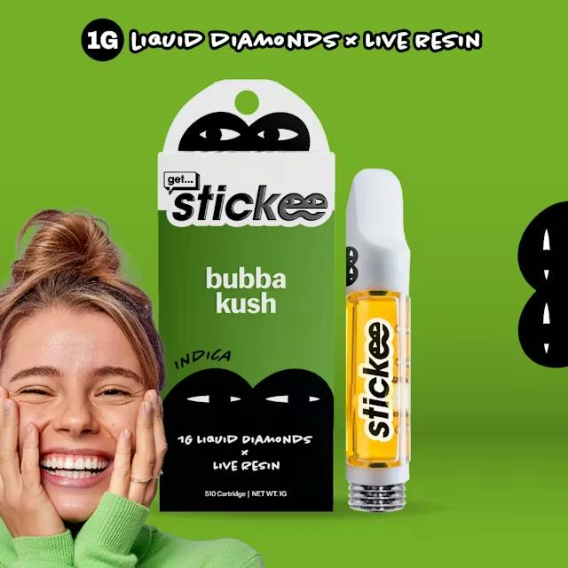 STICKEE | Bubba Kush | 1G | Liquid Diamonds + Live Resin 510 Vape Cart