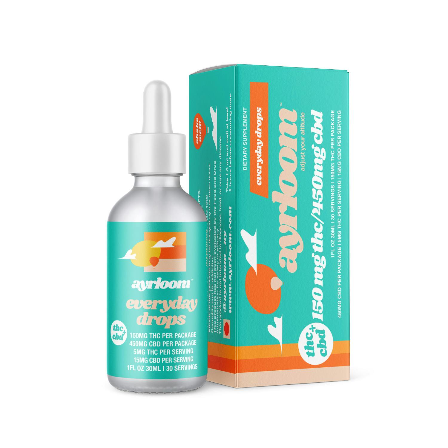 Ayrloom | Low Dose Everyday Drops | 1:3 | 150MG THC : 450MG CBD-1