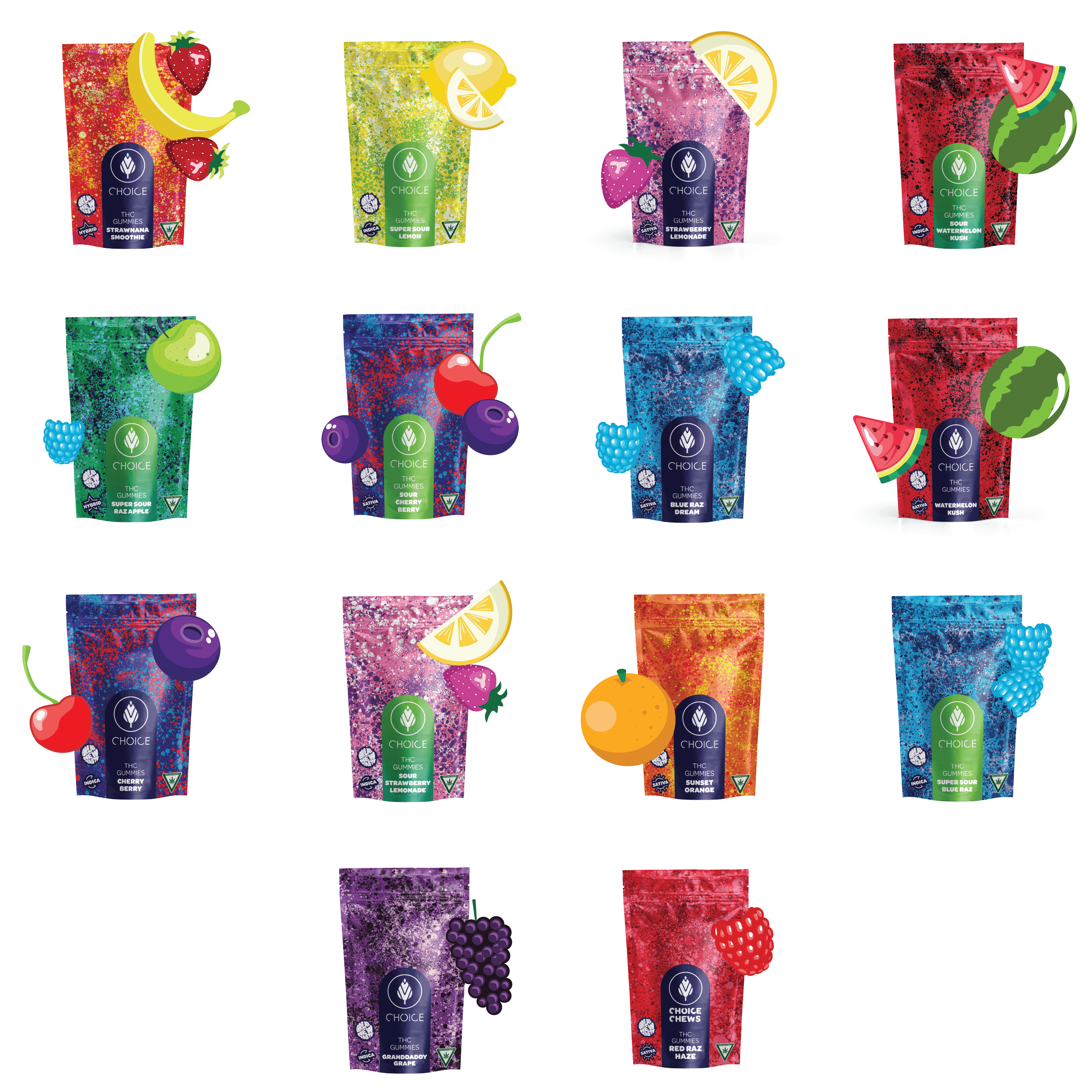 Choice Chews - 200mg Gummies - Super Sour Cherry Berry (Sativa)
