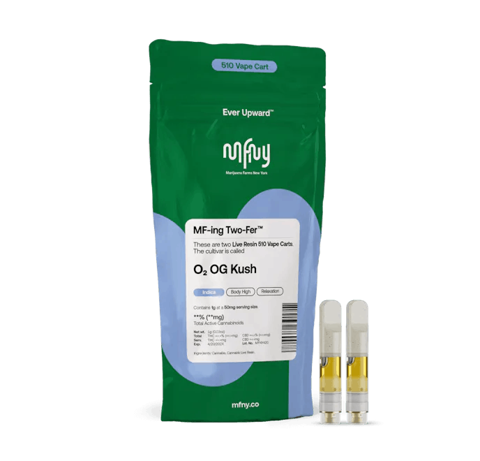 MFNY | O2 OG Kush | Live Resin 510 Cart | 2pk | 1g