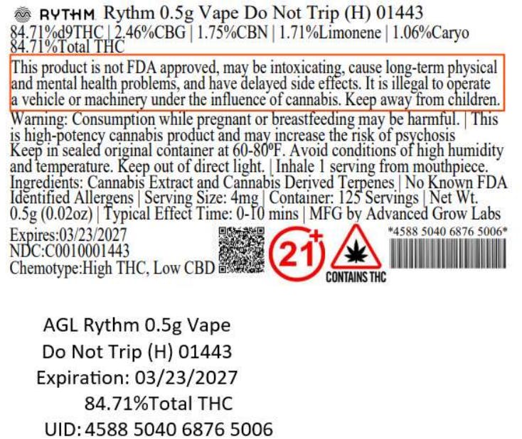 Do Not Trip Rythm Vape Cart T424 (01443)