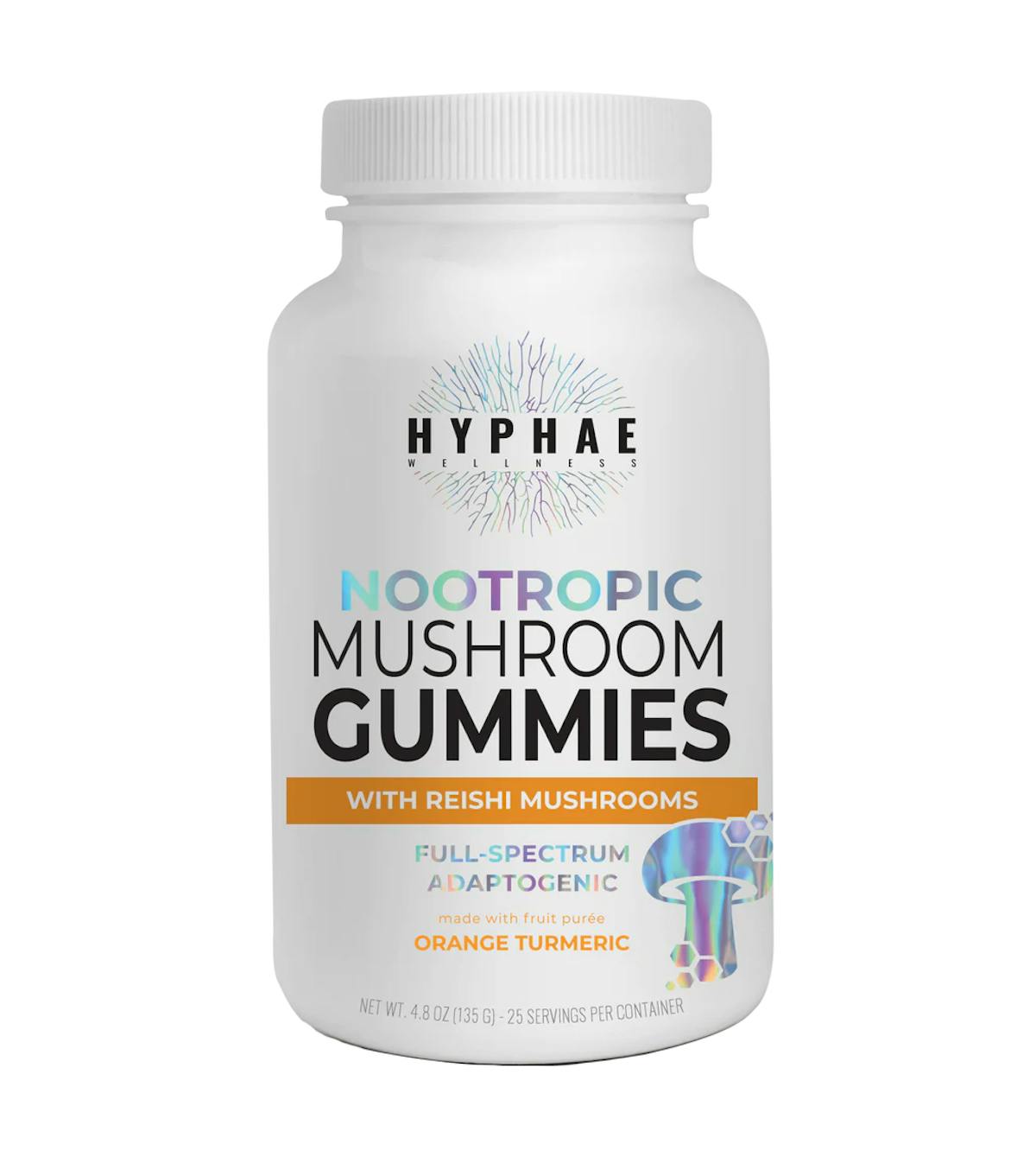Photo of Hyphae Wellness ORANGE TURMERIC Nootropic Mushroom Gummies w/ Reishi Mushrooms 25pk
