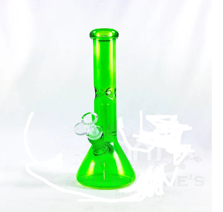 10 Tall Day Glow Beaker Tube W/Dome Perc - Neon Green