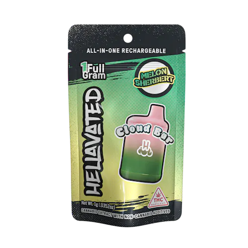 Hellavated | 1g | Vape | Distillate Disposable | Melon Sherbert