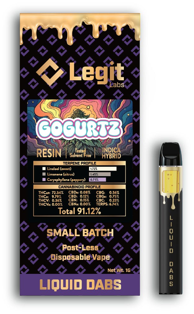 Legit Labs Legit Labs | Postless Disposable Vapor Cartridge | Cured Resin |  Gogurtz - Pleasantrees Cannabis Dispensary in Michigan