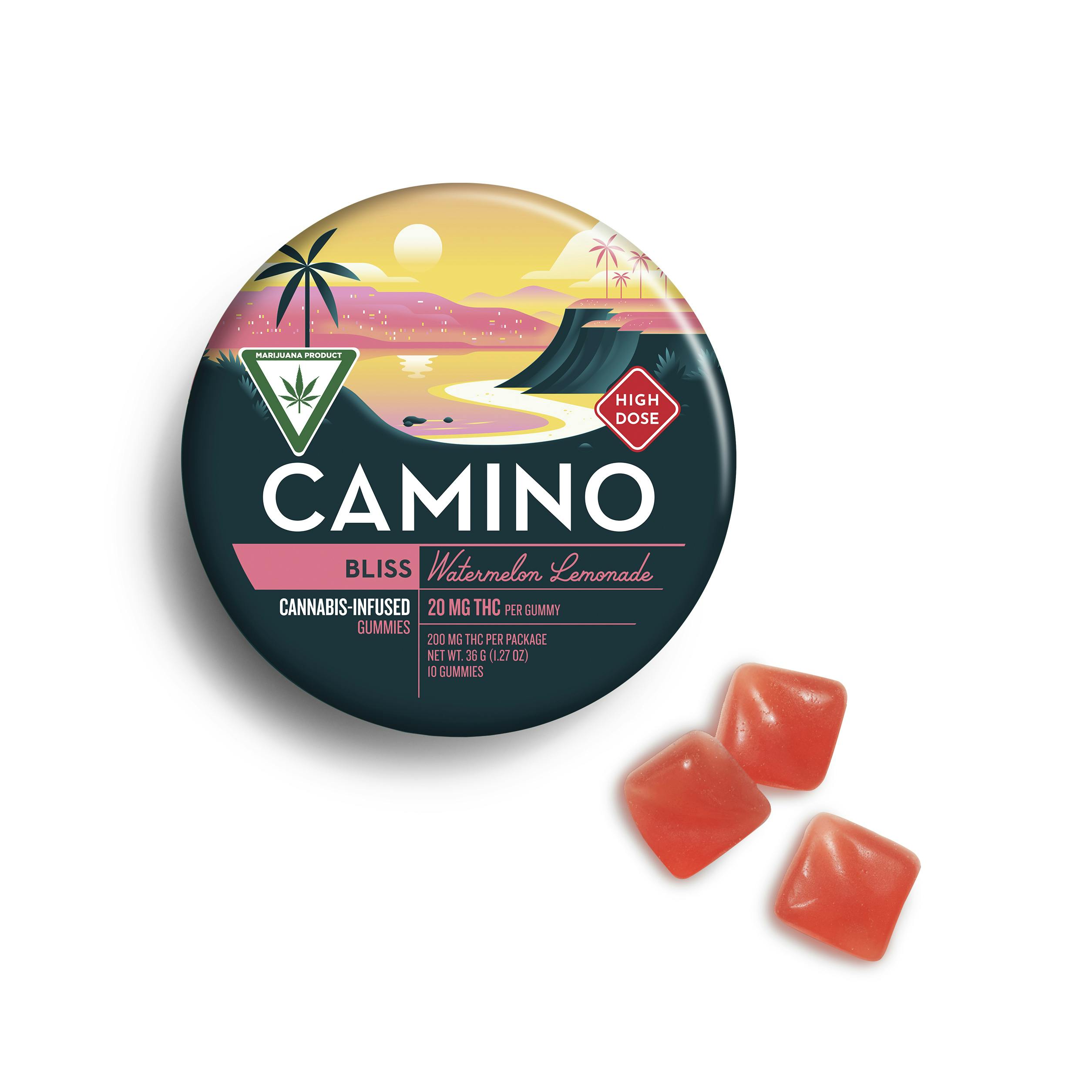Camino 'Bliss' Watermelon Lemonade High Dose Gummies [10pk] (200mg THC)